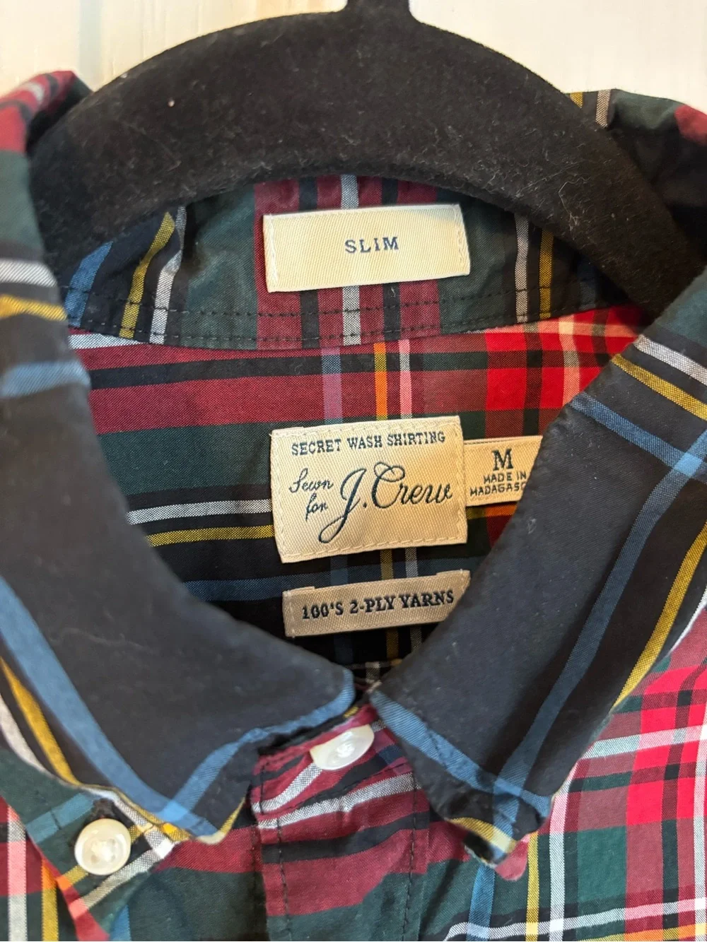 J. Crew Slim Plaid Shirt in Red, Navy & Yellow Accents